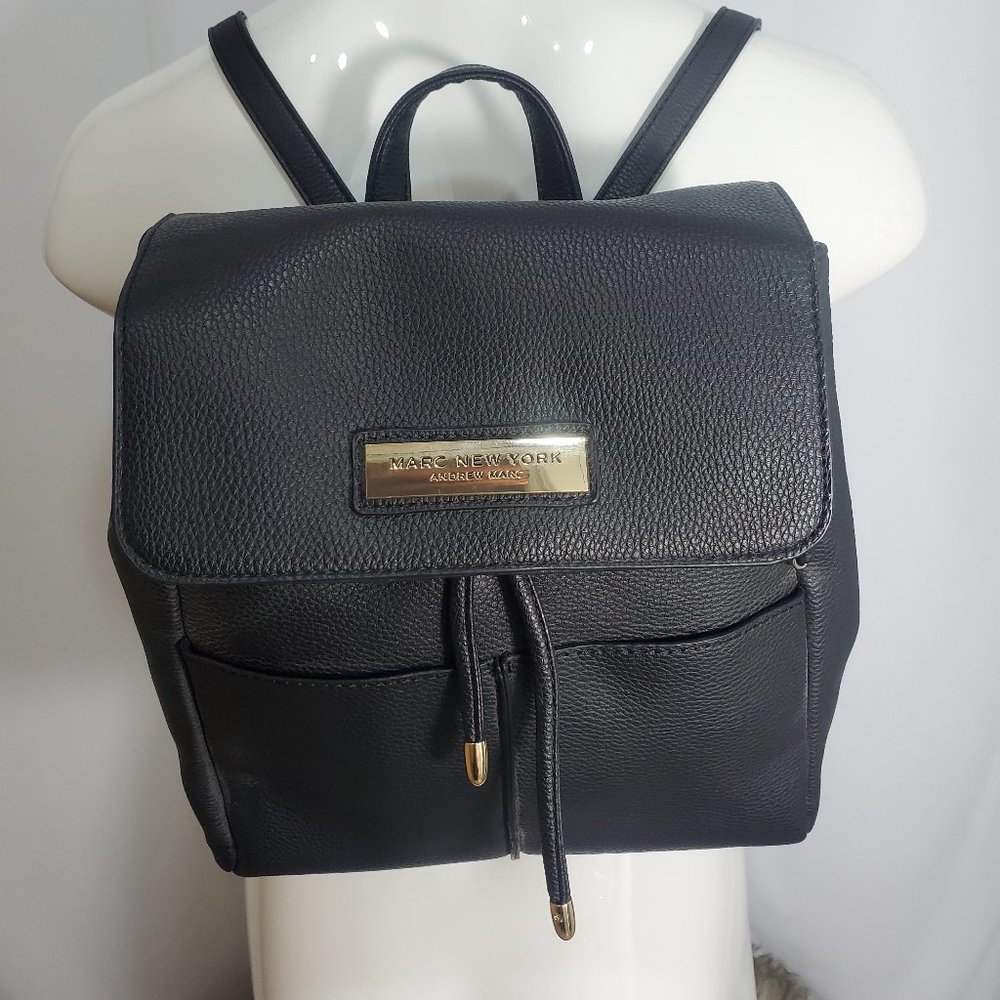 Marc NEW YORK by Andrew Marc Black Backpack Purse 9"x9"x4" Clean Good Condition.